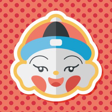 Çin yeni yılı çocuk düz simgesi ile uzun gölge, eps10