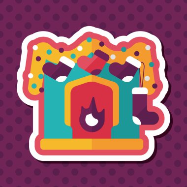 Noel şömine süsleme düz simgesiyle uzun gölge eps10