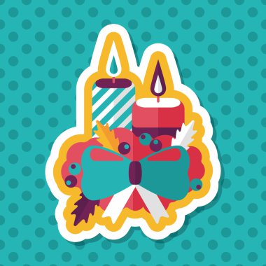 uzun shadow.eps10 ile yılbaşı mum düz simgesi