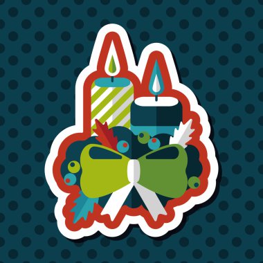 uzun shadow.eps10 ile yılbaşı mum düz simgesi