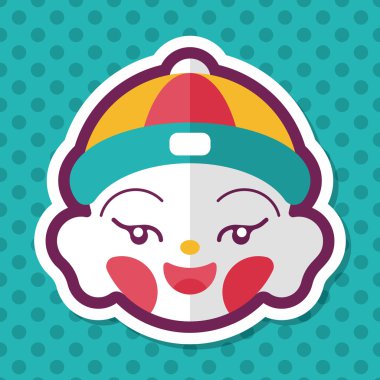 Çin yeni yılı çocuk düz simgesi ile uzun gölge, eps10