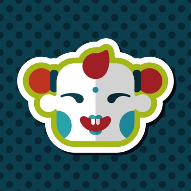 Çin yeni yılı uzun gölge, eps10, Maitreya bez bebek ile düz simgesi