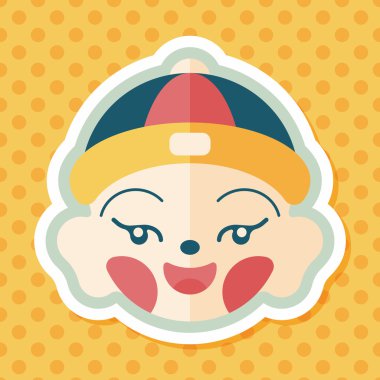 Çin yeni yılı çocuk düz simgesi ile uzun gölge, eps10