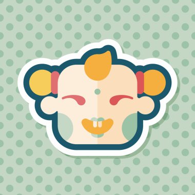 Çin yeni yılı uzun gölge, eps10, Maitreya bez bebek ile düz simgesi