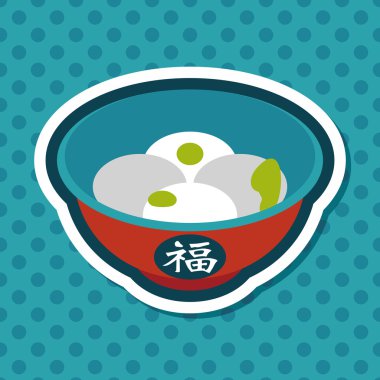 Çin yeni yılı tangyuan düz simgesi ile uzun gölge, eps10