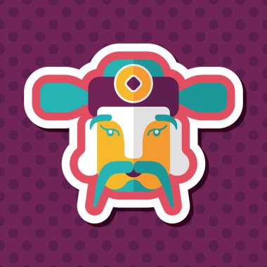 Çin yeni yılı düz simgesi ile uzun gölge, eps10, zenginlik tanrısı