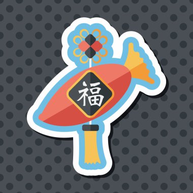 Çin yeni yılı düz simgesi ile uzun gölge, eps10, şanslı beyaz r