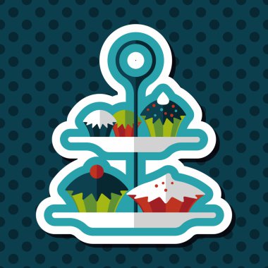 cupcake düz simgesi ile uzun gölge, eps10