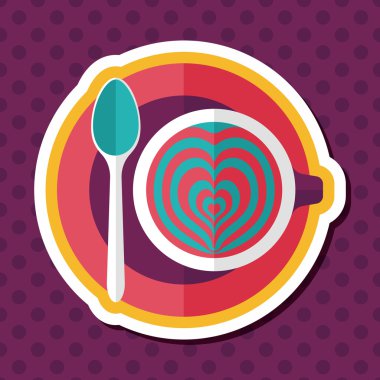 kahve latte sanat düz simgesiyle uzun gölge, eps10