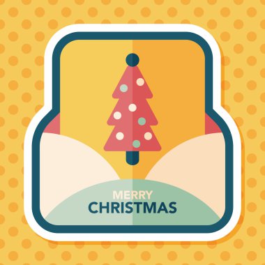 Noel kartı düz simgesi ile uzun gölge, eps10