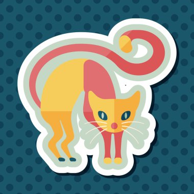 kötü kedi düz simgesi ile uzun gölge, eps10