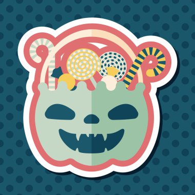 Cadılar bayramı şekeri düz simgesi ile uzun gölge, eps10