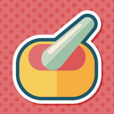 uzun gölgeler ile harç ve havaneli düz stil ikonu