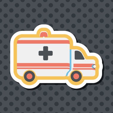 uzun gölge ile ambulans araba düz simgesi