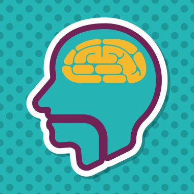 beyin uzun gölge düz simgesi