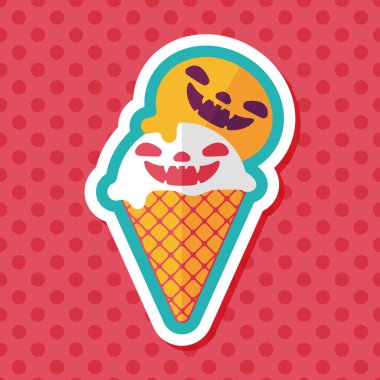 Cadılar Bayramı dondurma düz simgesi ile uzun gölge, eps10