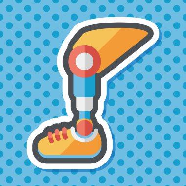 Protez bacak uzun gölge düz simgesi