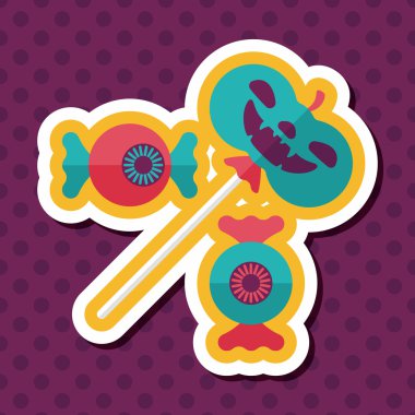 Cadılar bayramı şekeri düz simgesi ile uzun gölge, eps10