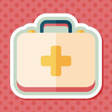 uzun gölge ile ilk yardım kiti düz simgesi