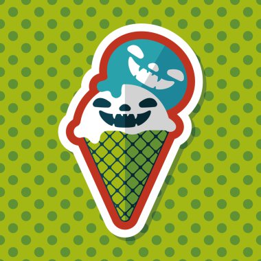 Cadılar Bayramı dondurma düz simgesi ile uzun gölge, eps10