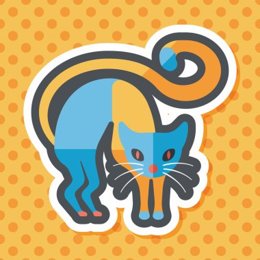 kötü kedi düz simgesi ile uzun gölge, eps10