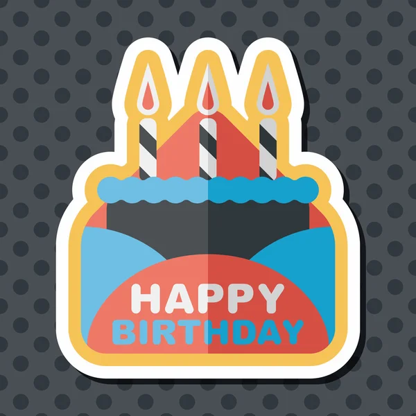 Geburtstagskarte flaches Symbol mit langem Schatten, Eps10 — Stockvektor