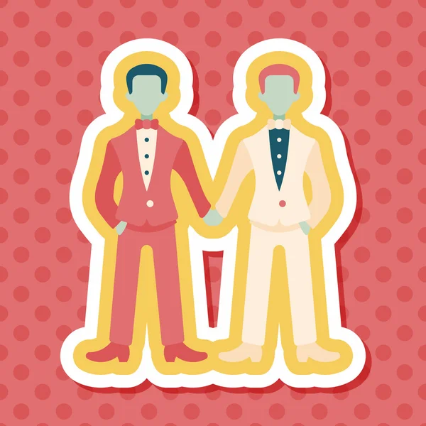 Wedding couple flat icon with long shadow,eps10 — Stock Vector