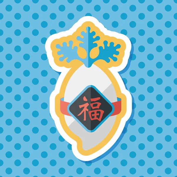 Chinese New Year flat icon with long shadow, eps10, lucky white r — стоковый вектор