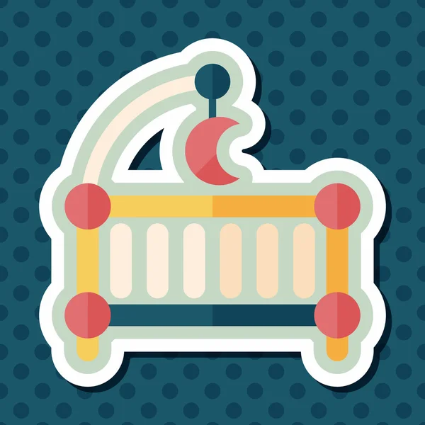 Lit berceau bébé icône plate avec ombre longue, eps10 — Image vectorielle