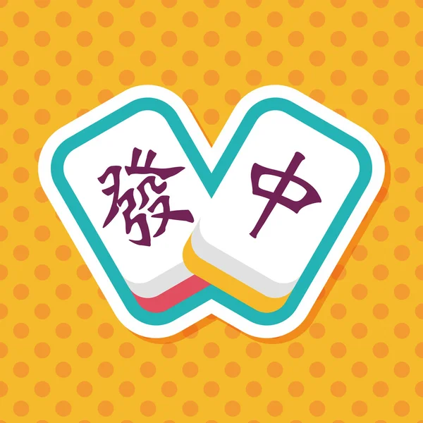 Icône plate du Nouvel An chinois avec ombre longue, mahjon chinois — Image vectorielle