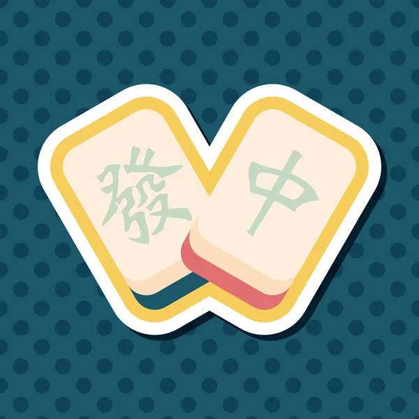 Icône plate du Nouvel An chinois avec ombre longue, mahjon chinois — Image vectorielle