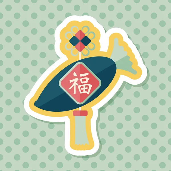 Chinese New Year flat icon with long shadow, eps10, lucky white r — стоковый вектор