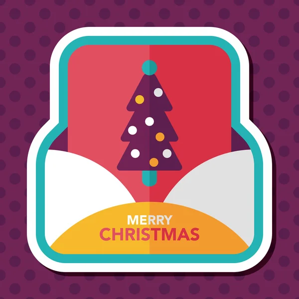 Carte de Noël icône plate avec ombre longue, eps10 — Image vectorielle