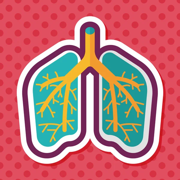 Lungs icono plano con sombra larga — Vector de stock