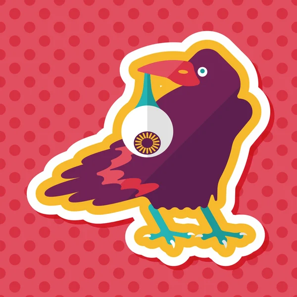 Halloween cuervo y globo ocular icono plano con sombra larga, eps10 — Vector de stock