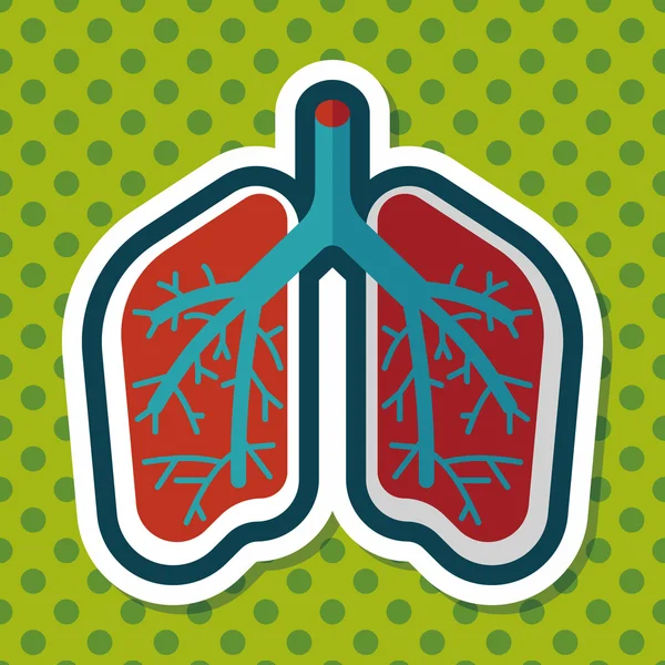 Lungs icono plano con sombra larga — Vector de stock