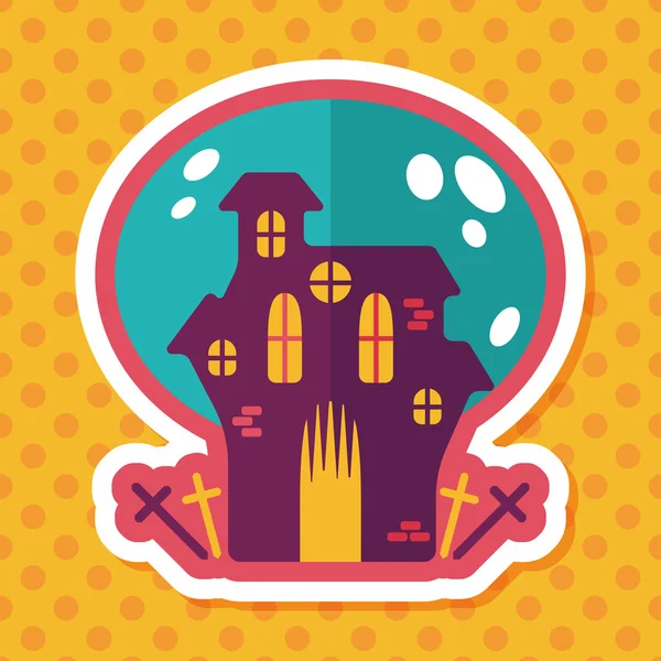 Casa de Halloween icono plano con sombra larga, eps10 — Vector de stock