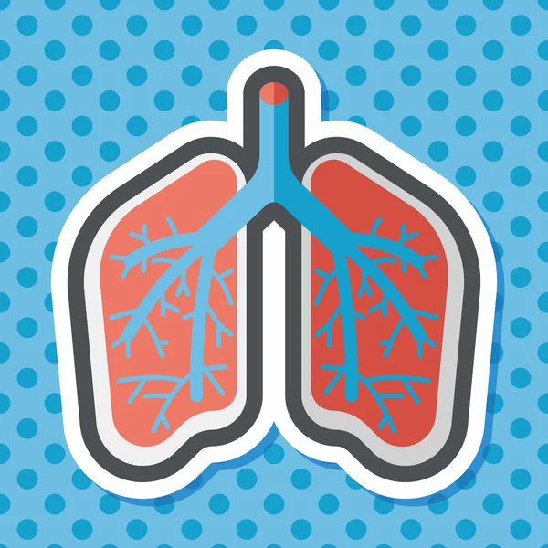 Lungs icono plano con sombra larga — Vector de stock