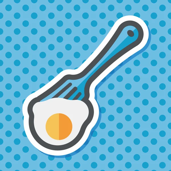 Keukengerei vork en ei platte pictogram met lange schaduw, eps10 — Stockvector