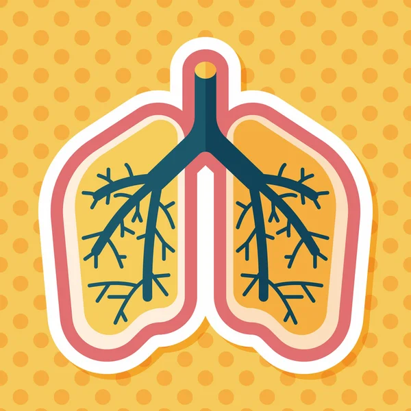 Lungs flat icon with long shadow — Stock Vector