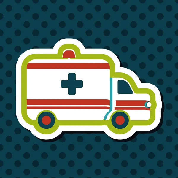 Ambulance car flat icon with long shadow — Stock Vector