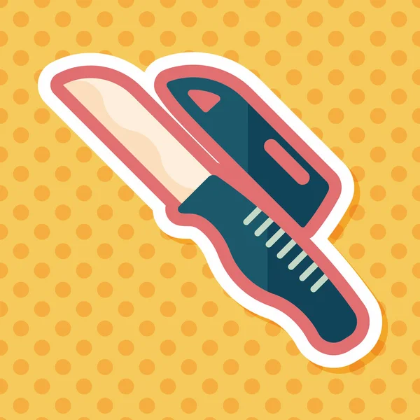 Utensilios de cocina cuchillo de frutas icono plano con sombra larga, eps10 — Vector de stock