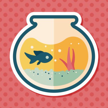 Uzun Gölge, eps10 ile evde beslenen hayvan balık yuvarlak kase düz simgesi