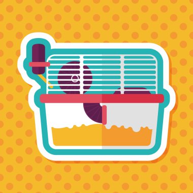 Evde beslenen hayvan fare kafesi düz simgesi ile uzun gölge, eps10