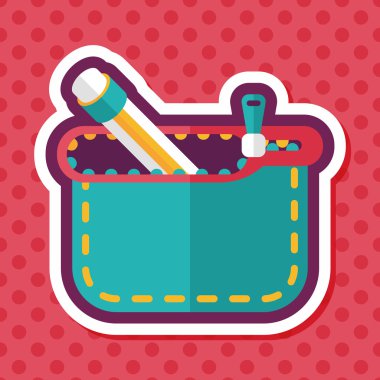 긴 그림자, eps10와 함께 연필 상자 플랫 아이콘