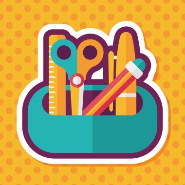 긴 그림자, eps10와 함께 연필 상자 플랫 아이콘