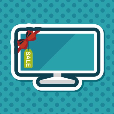 Satılık tv düz simgesi uzun gölge, eps10 ile alışveriş