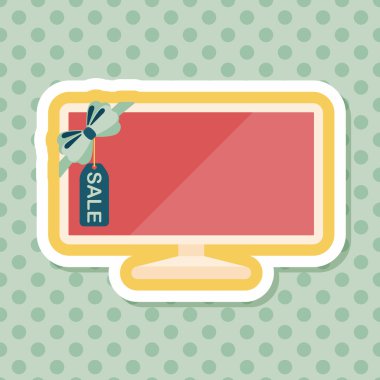 Satılık tv düz simgesi uzun gölge, eps10 ile alışveriş