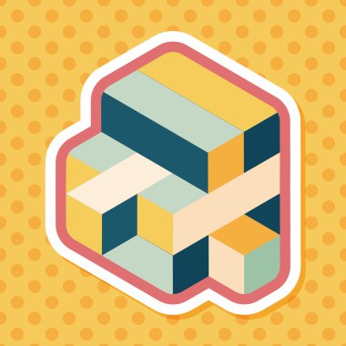 oyuncak küp düz simgesi ile uzun gölge, eps10