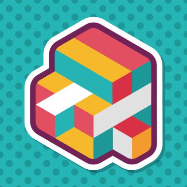 oyuncak küp düz simgesi ile uzun gölge, eps10